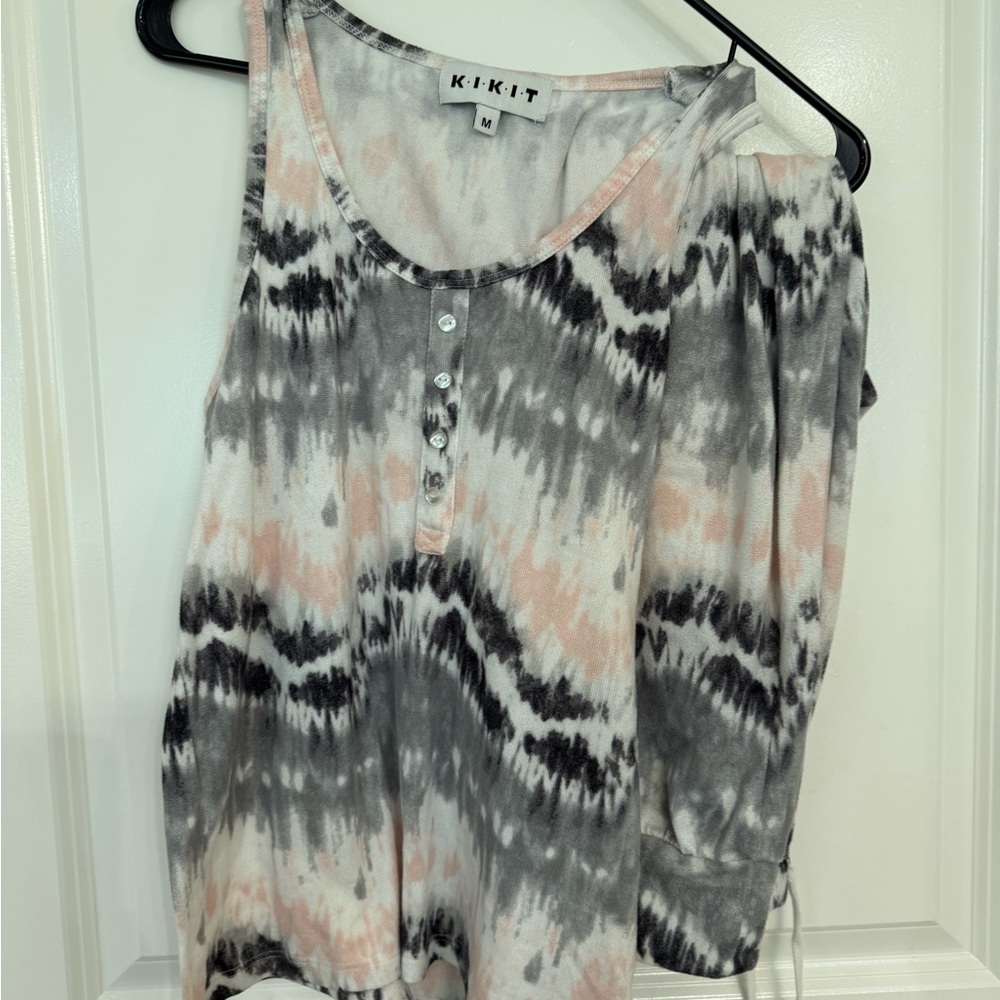 KIKIT Women's Tie-Dye Pajama Top - Black, Gray, Pink